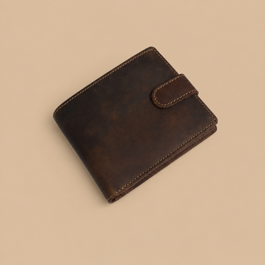 Willys Wallets Brown Bifold Leather Wallet with Card Holder Slots & RFID Protection