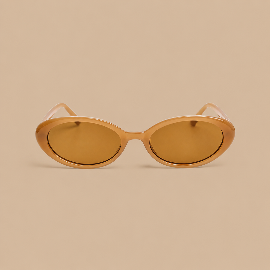 Public Desire Beige Clear Oval Sunglasses