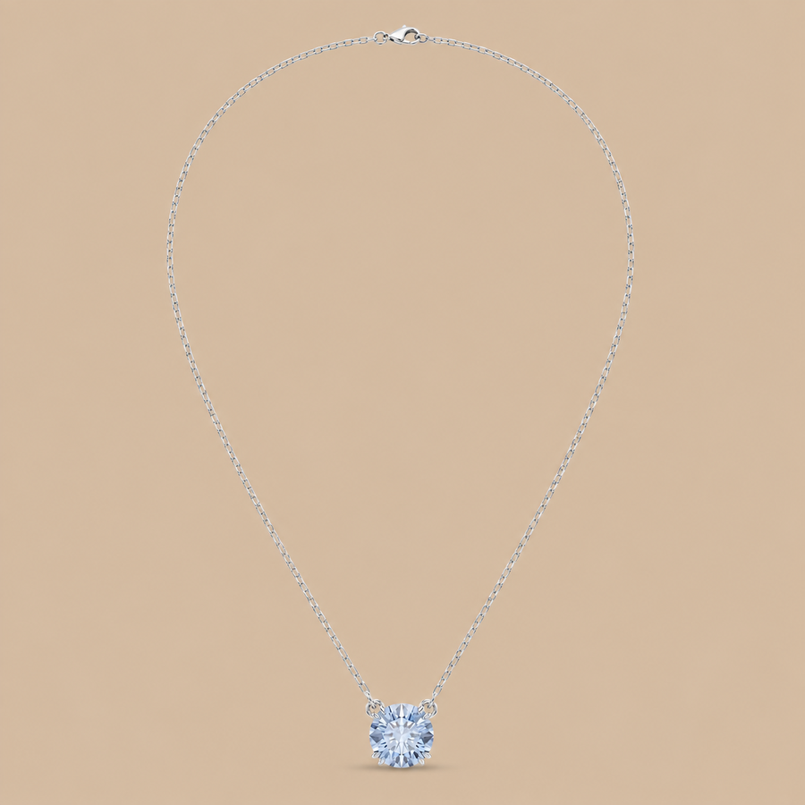 Swarovski Millenia Blue Octagon-Cut Pendant – Rhodium Plated