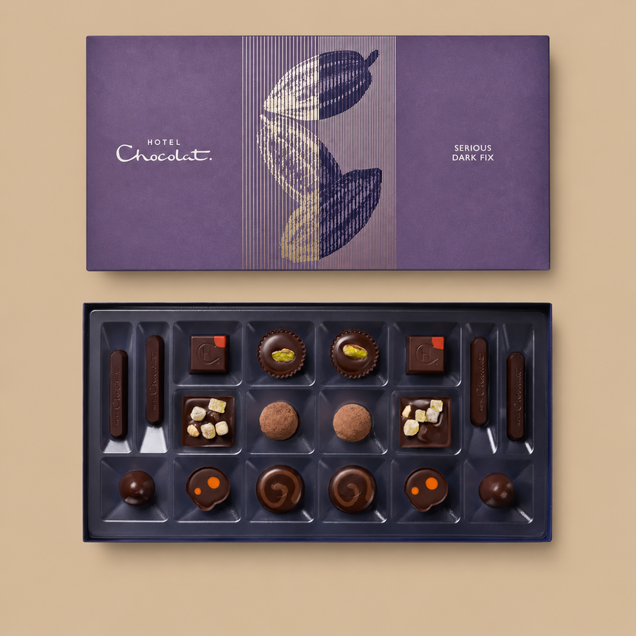 Hotel Chocolat Serious Dark Fix Chocolate Box 18-Piece