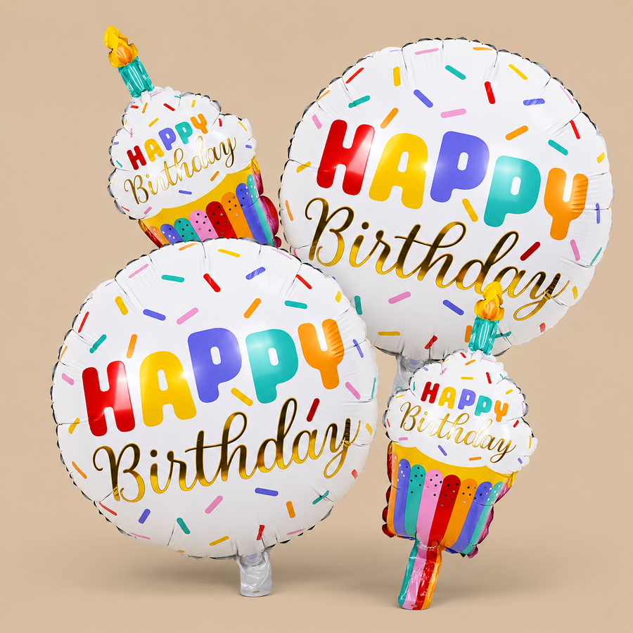Happy Birthday Cupcake Balloon Set – 4 Piece