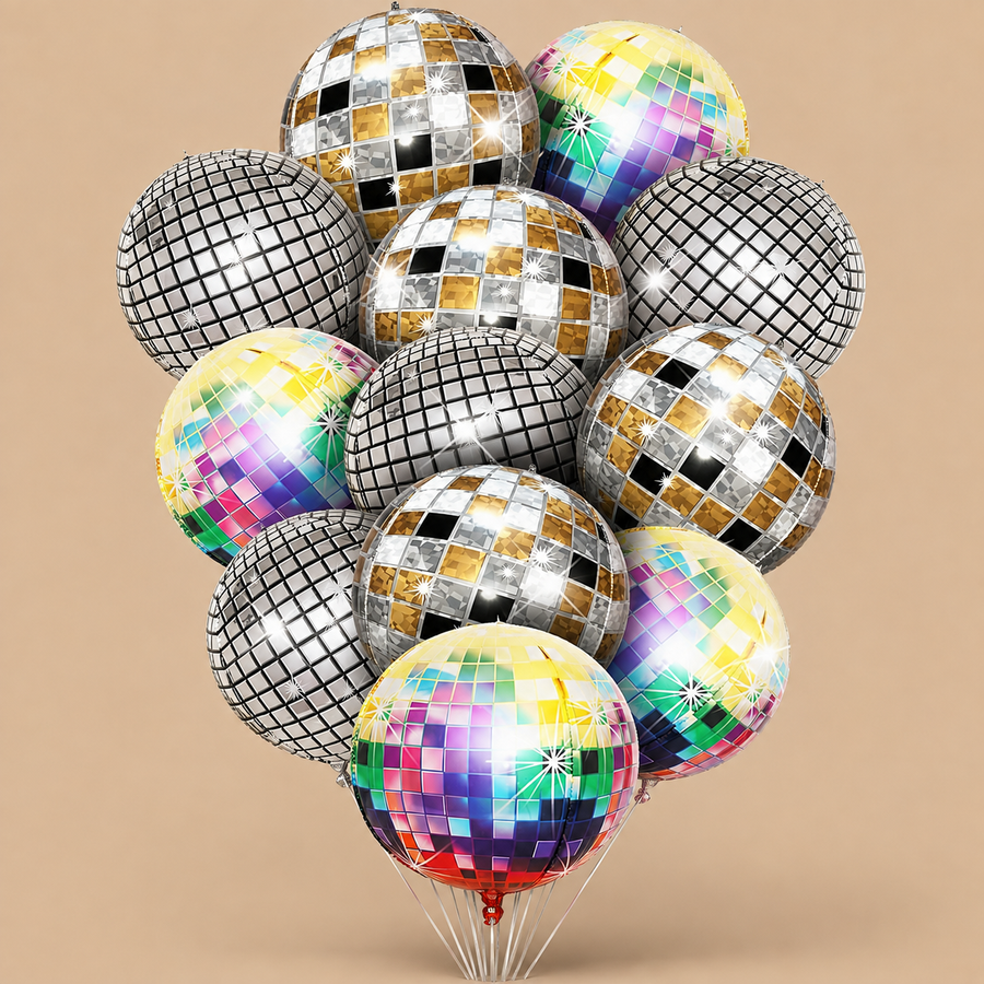 12pc Colourful Disco Ball Balloons – 22 Inch