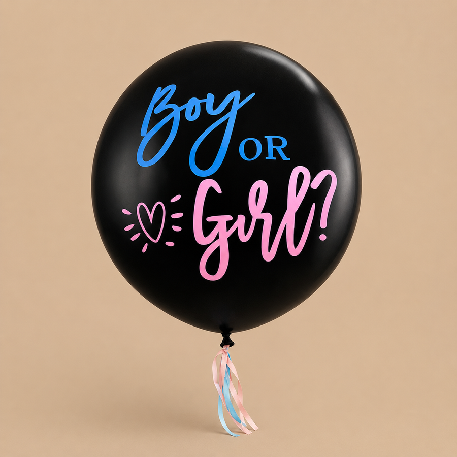 36-Inch Black Gender Reveal Confetti Balloon