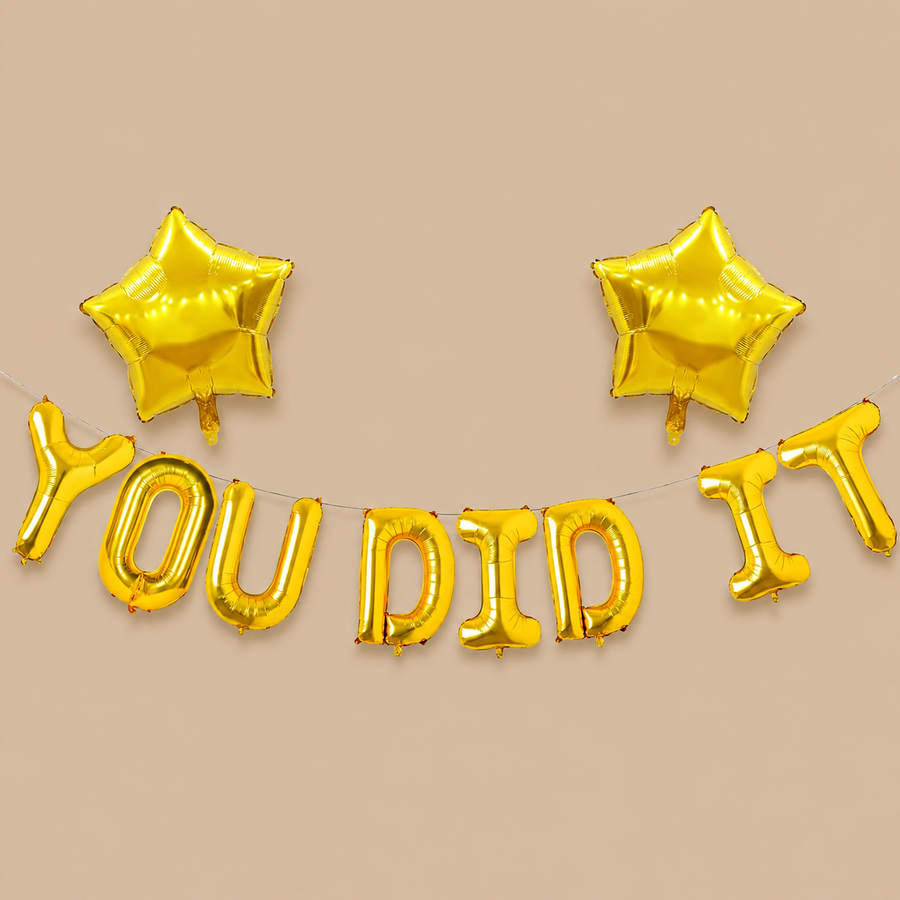 Gold “YOU DID IT” Congratulations Balloon Banner