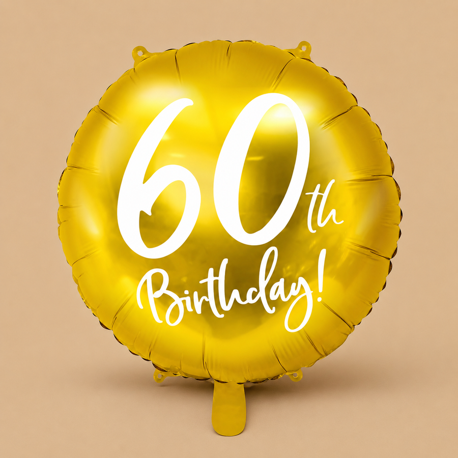 Gold 60th Birthday Round Foil Balloon – 45cm
