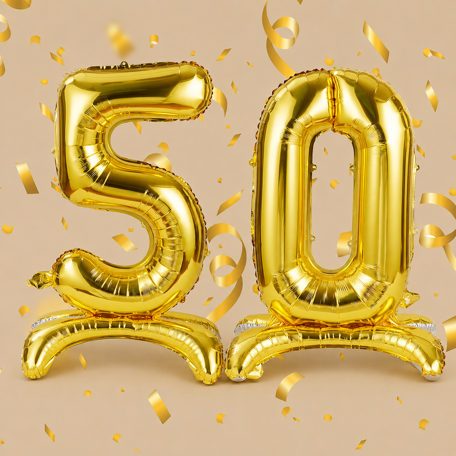 Gold Standing Number 50 Foil Balloon – 101cm
