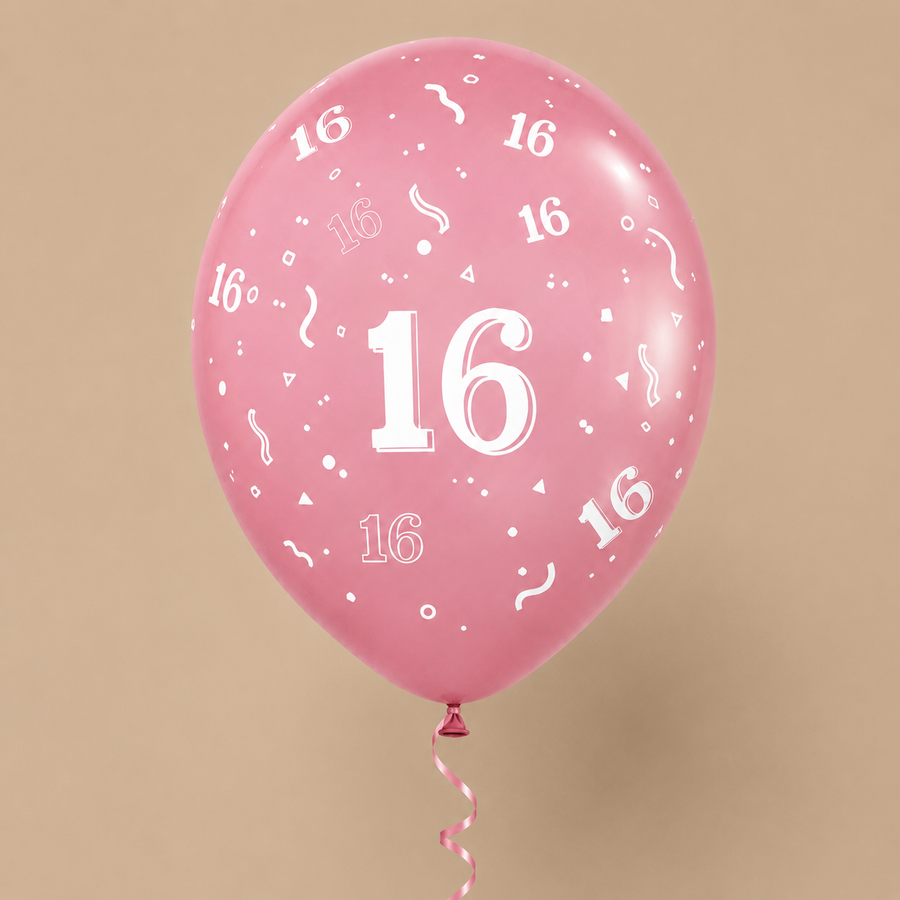 Multicolour Metallic 16th Birthday Balloons – 20 Pack