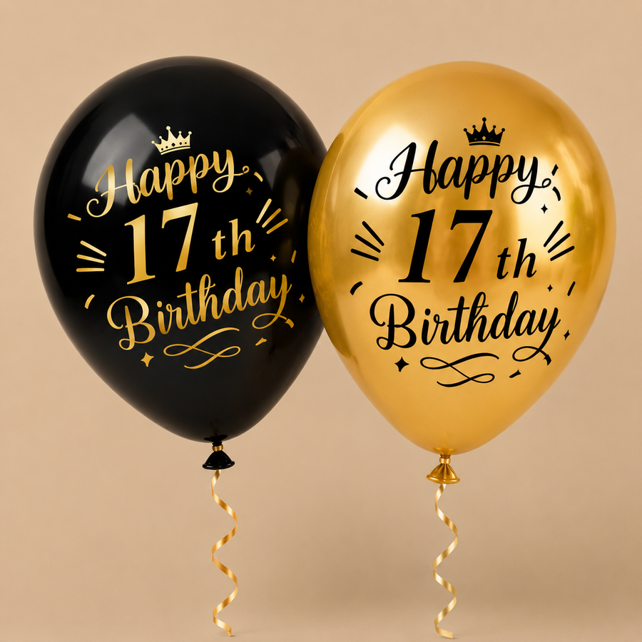 Metallic Multicolour 17th Birthday Balloon Set - 24pcs