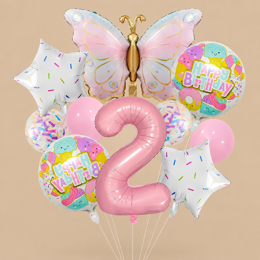 Butterfly-Themed 2nd Birthday Balloon Set