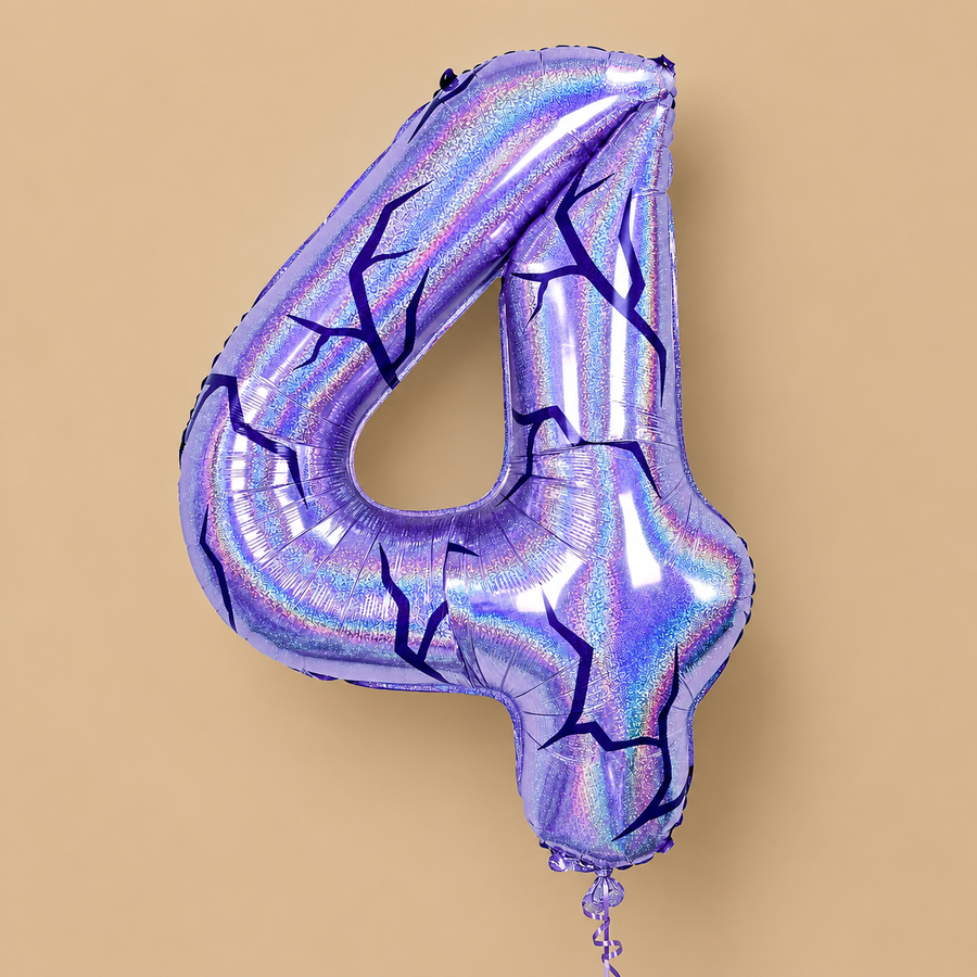 Purple K-Pop Demon Hunter Inspired Number 4 Foil Balloon – 40 Inch
