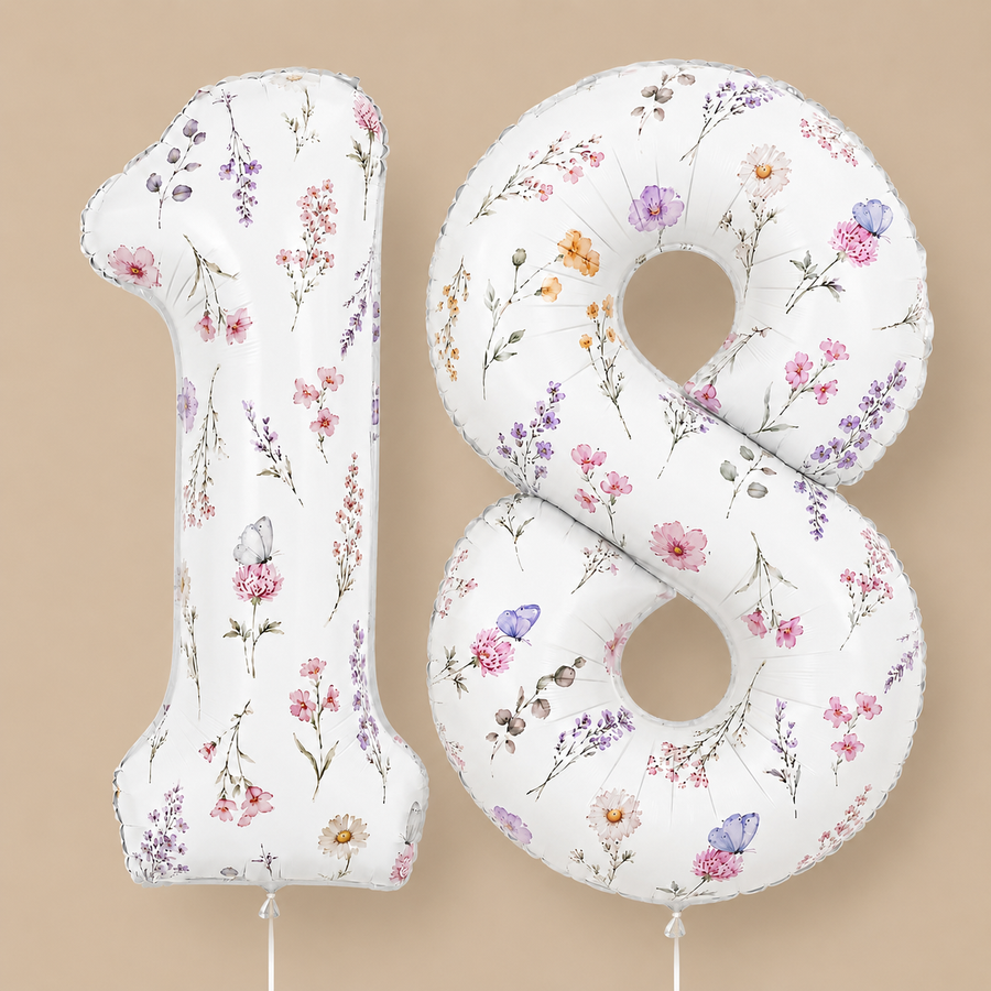 Wildflower Number 18 Foil Balloons – 2 Piece Set