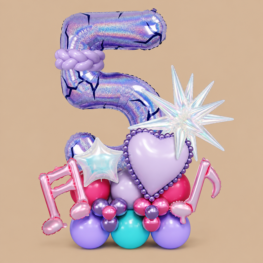 Purple K-Pop Demon Hunters Inspired 5th Birthday Balloon Set
