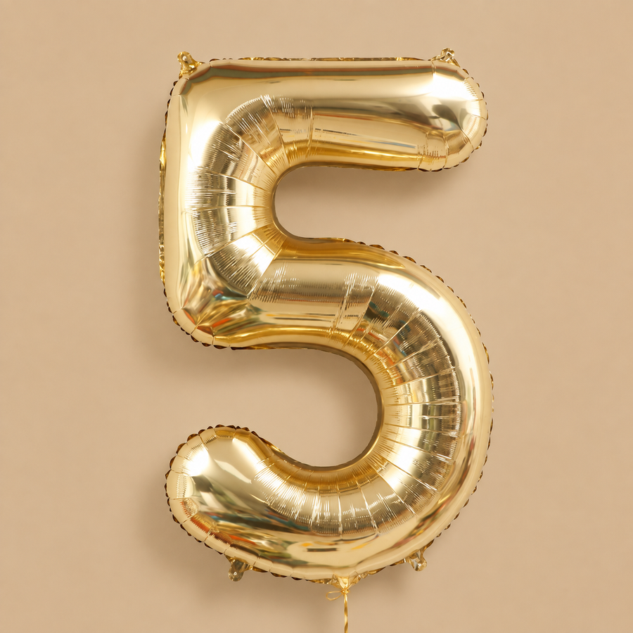 Champagne Gold Number 5 Foil Balloon – 40 Inch