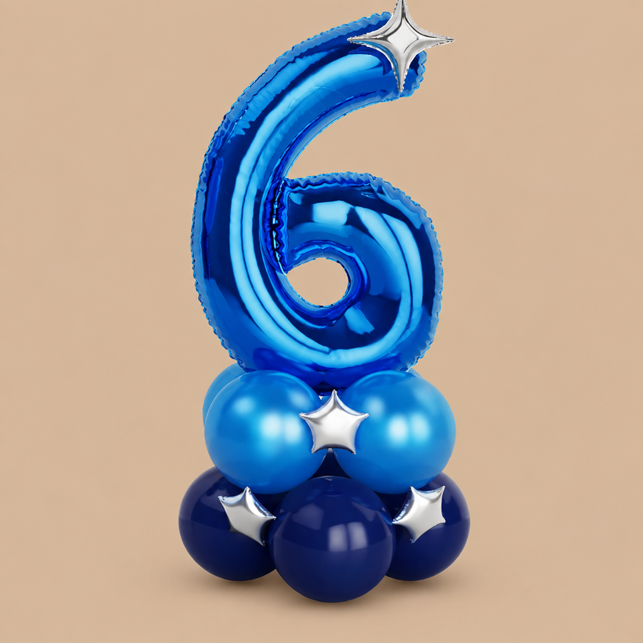 Blue Number 6 Birthday Balloon Set