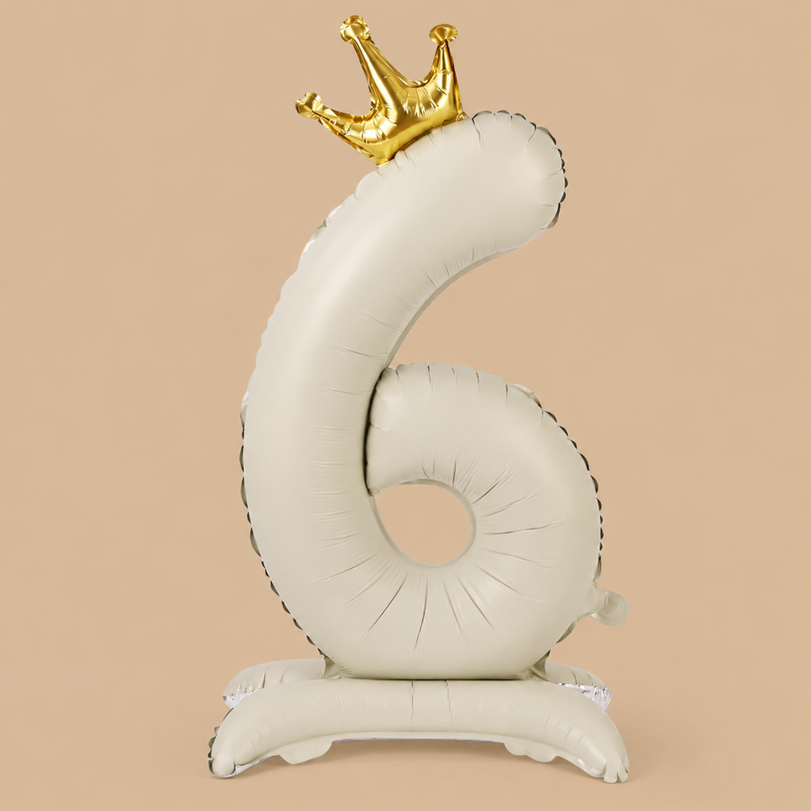 Off-White Crown Number 6 Standing Balloon – 42 Inch