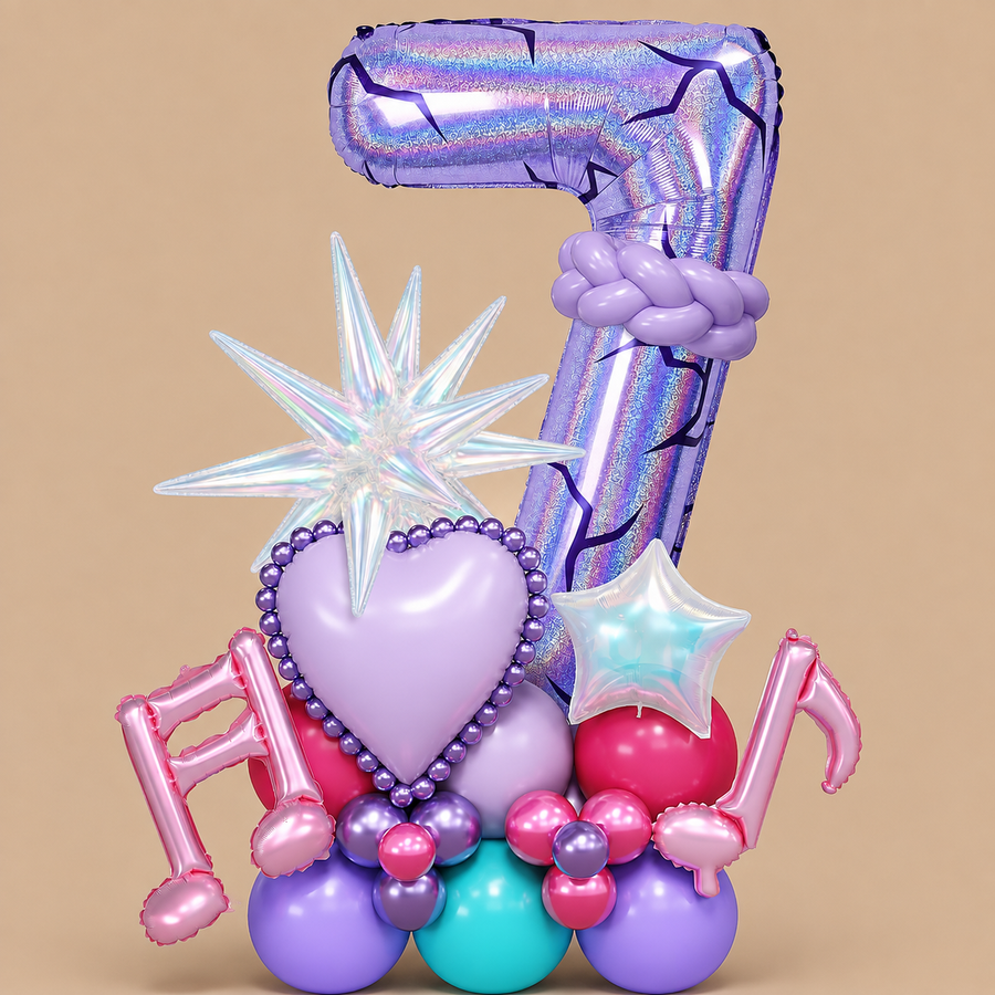 Purple K-Pop Demon Hunters Inspired 7th Birthday Balloon Set – 30 Piece