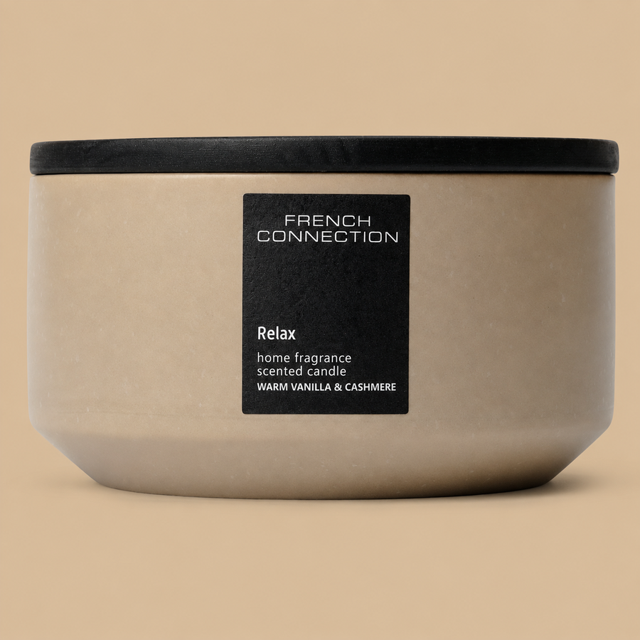 French Connection Stone Range Warm Vanilla & Cashmere Scented Candle – 396g