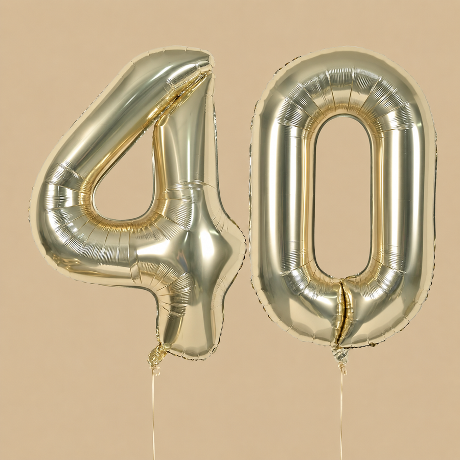 Champagne Gold Number 40 Birthday Balloons – 40 Inch