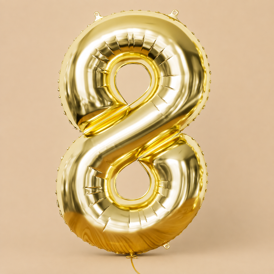 Gold Number 8 Foil Balloon – 40 Inch