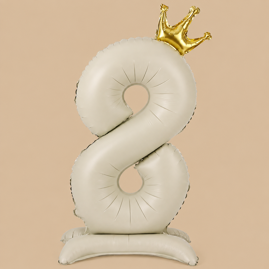 Standing Crown Number 8 Balloon – Off White