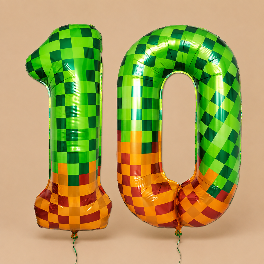 Minecraft Inspired Number 10 Foil Balloon Set – 40 Inch