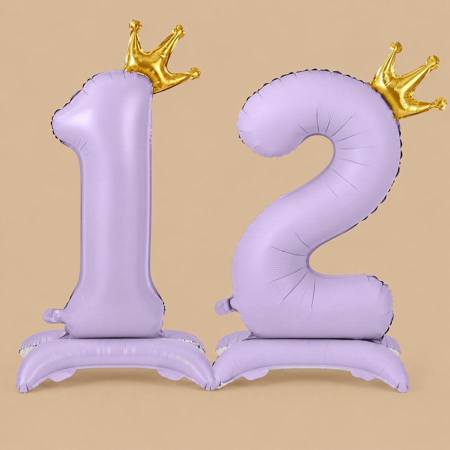 Purple Crown Standing Number 12 Balloons – 42 Inch