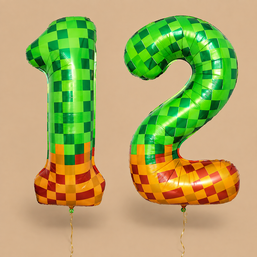 Minecraft Inspired Number 12 Foil Balloons – 40 Inch