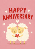 Load image into Gallery viewer, Cute Sheep Couple Holding Heart Anniversary Card
