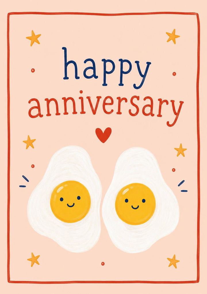 Funny Cute Fried Egg Couple Happy Anniversary Card