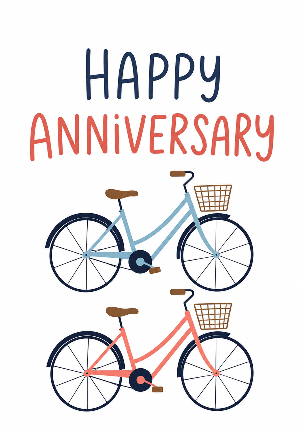 Matching Blue and Pink Bicycles Anniversary Card