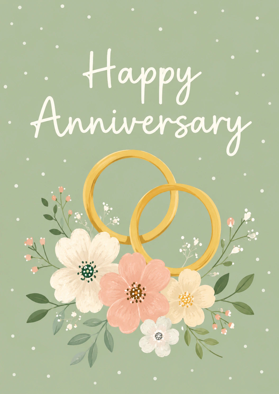 Gold Rings Floral Anniversary Card for Him