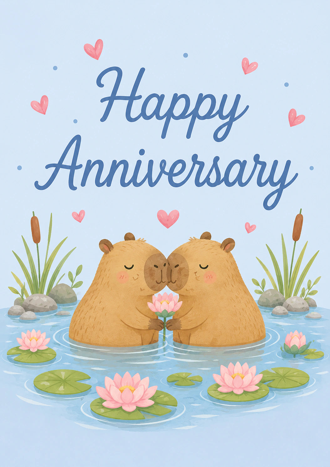 Cute Capybara Couple Anniversary Birthday Card