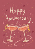 Load image into Gallery viewer, Rose Gold Champagne Coupe Toast Anniversary Card
