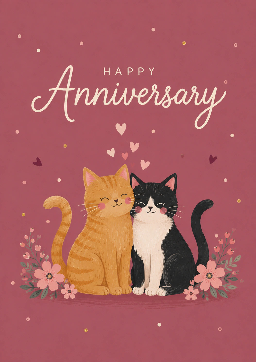 Cute Cats in Love Anniversary Card for Cousin