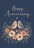 Load image into Gallery viewer, Lovebirds Floral Wreath Anniversary Card for Her
