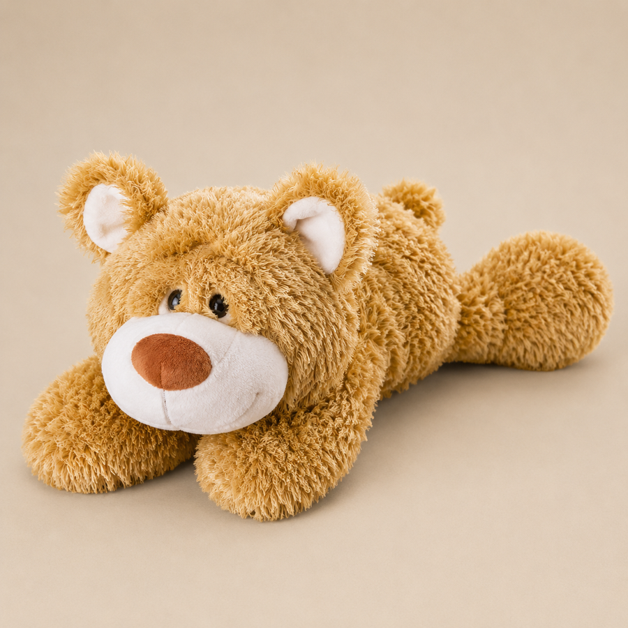 NICI Classic Lying Bear Plush Toy 50cm – Golden Brown