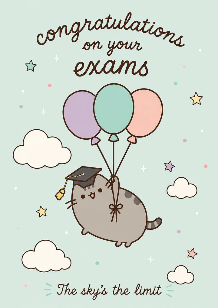 Pusheen Cat Balloon Graduate Congratulations Card