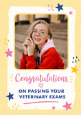 Load image into Gallery viewer, Colourful Stars Passing Veterinary Exams Photo Upload Congratulations Card for Her
