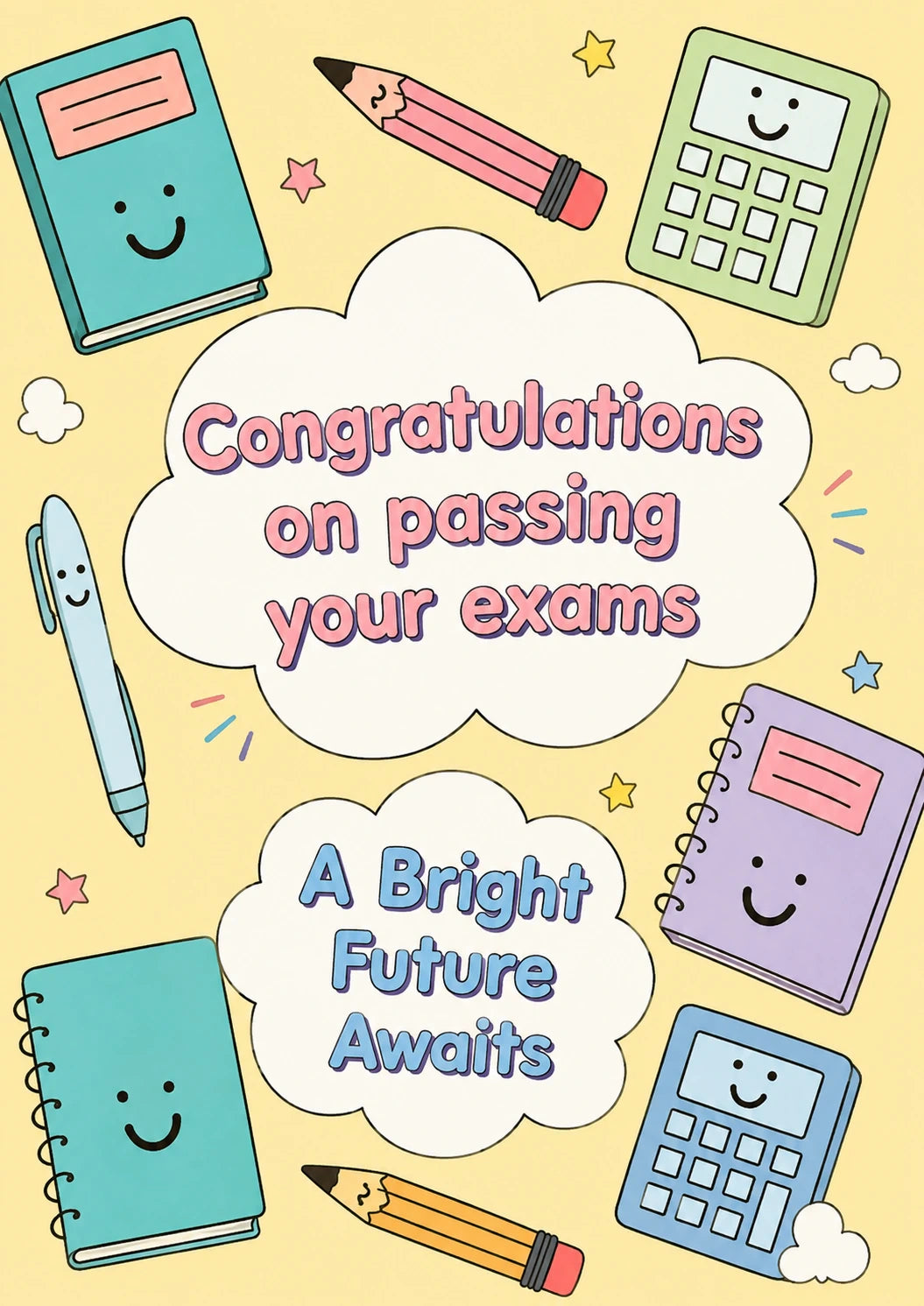 Cute Stationery Characters Congratulations Card