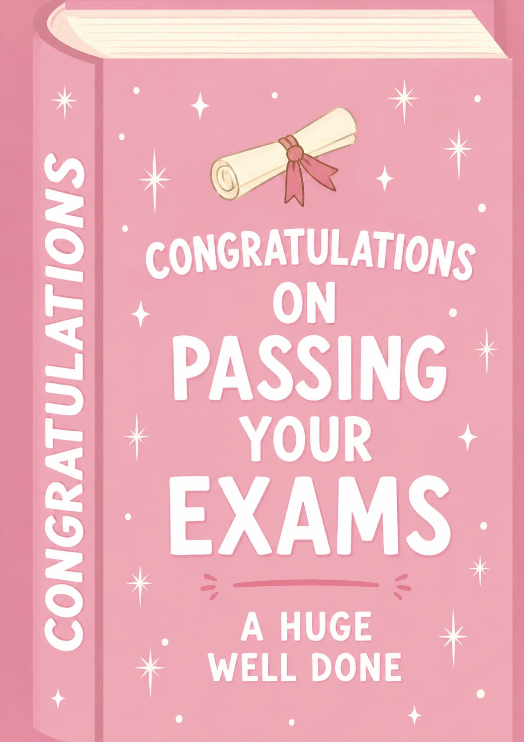 Pink Book Diploma Passing Your Exams Congratulations Card