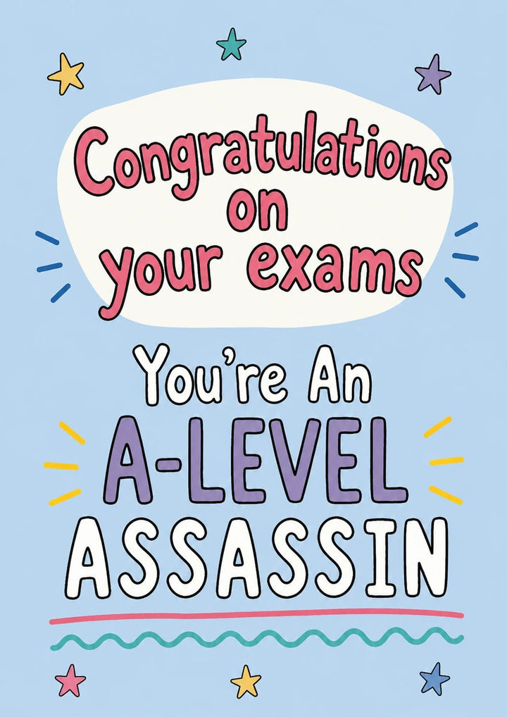 Funny A-Level Assassin Congratulations Card
