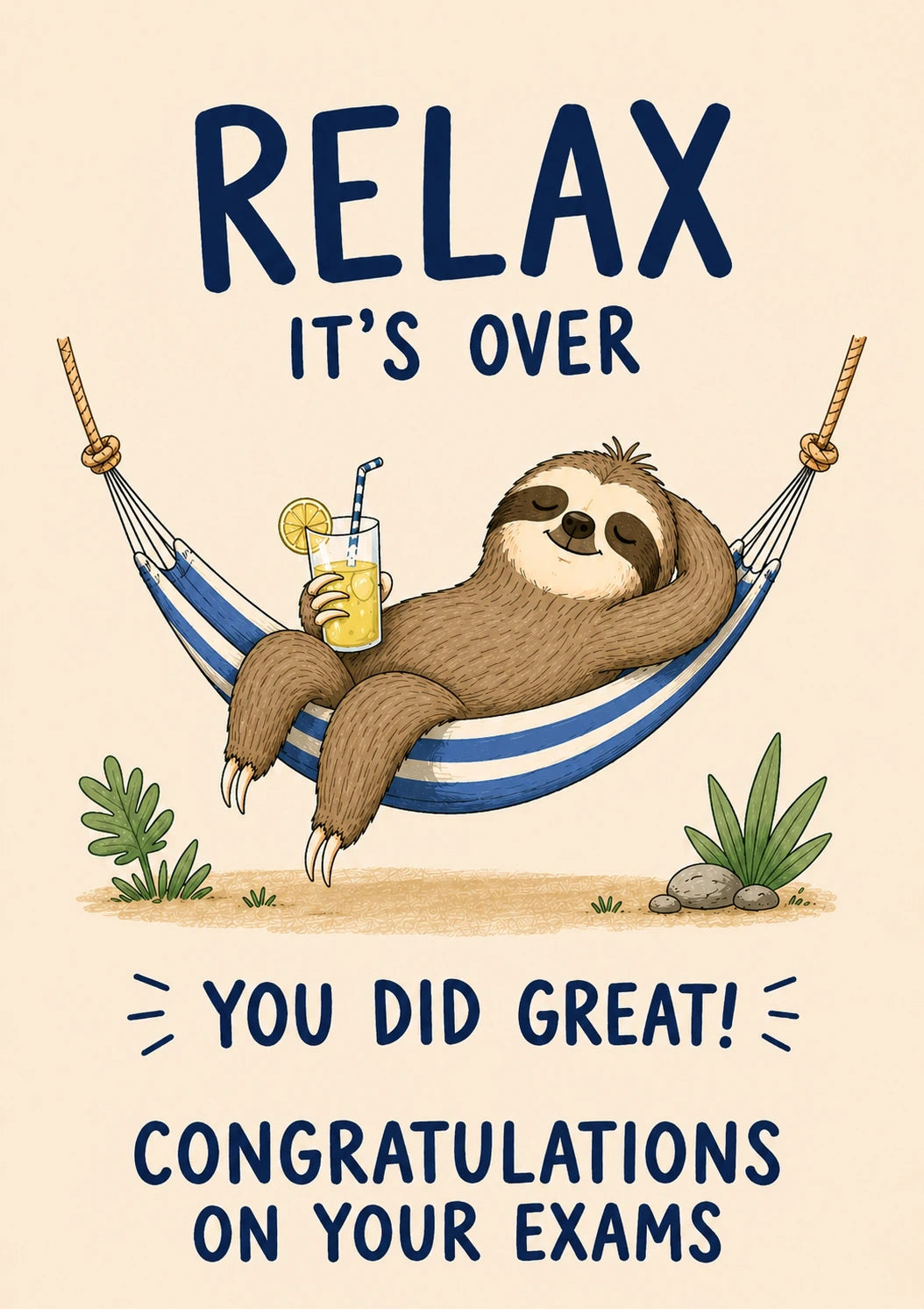 Funny Sloth in Hammock Congratulations on Your Exams Card