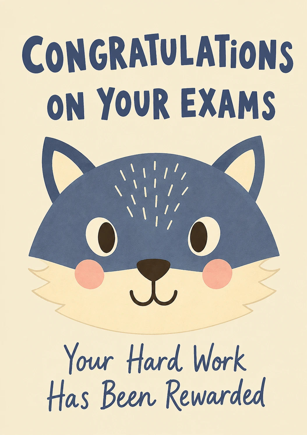 Cute Blue Cat Congratulations on Your Exams Card