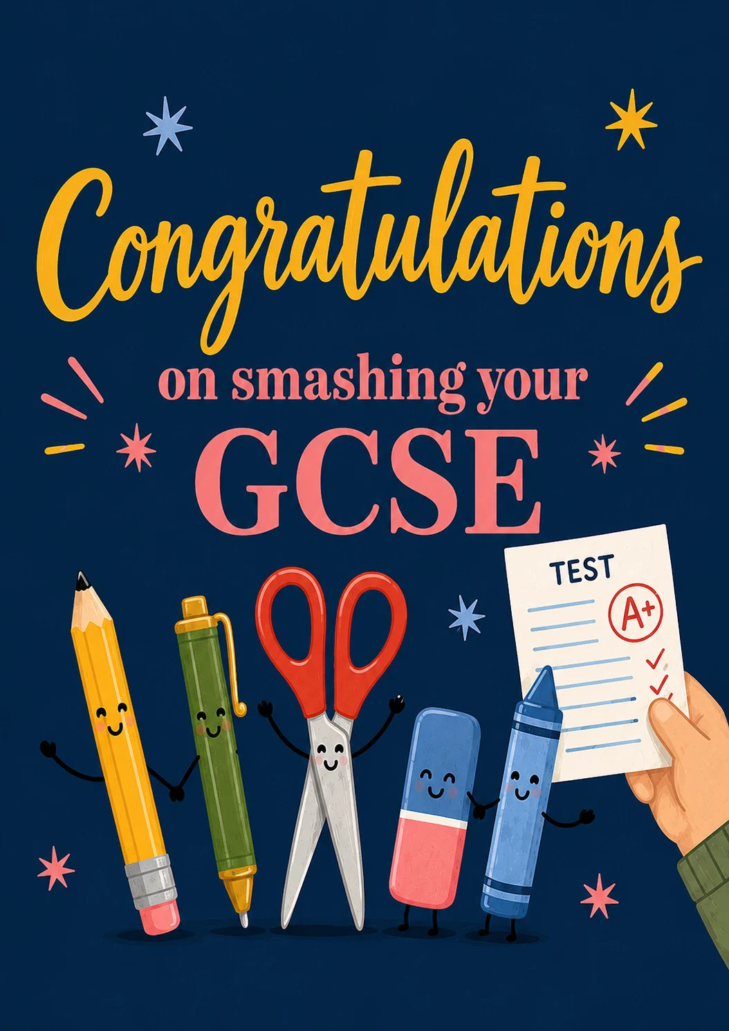 Cute Stationery Characters GCSE Results Congratulations Card