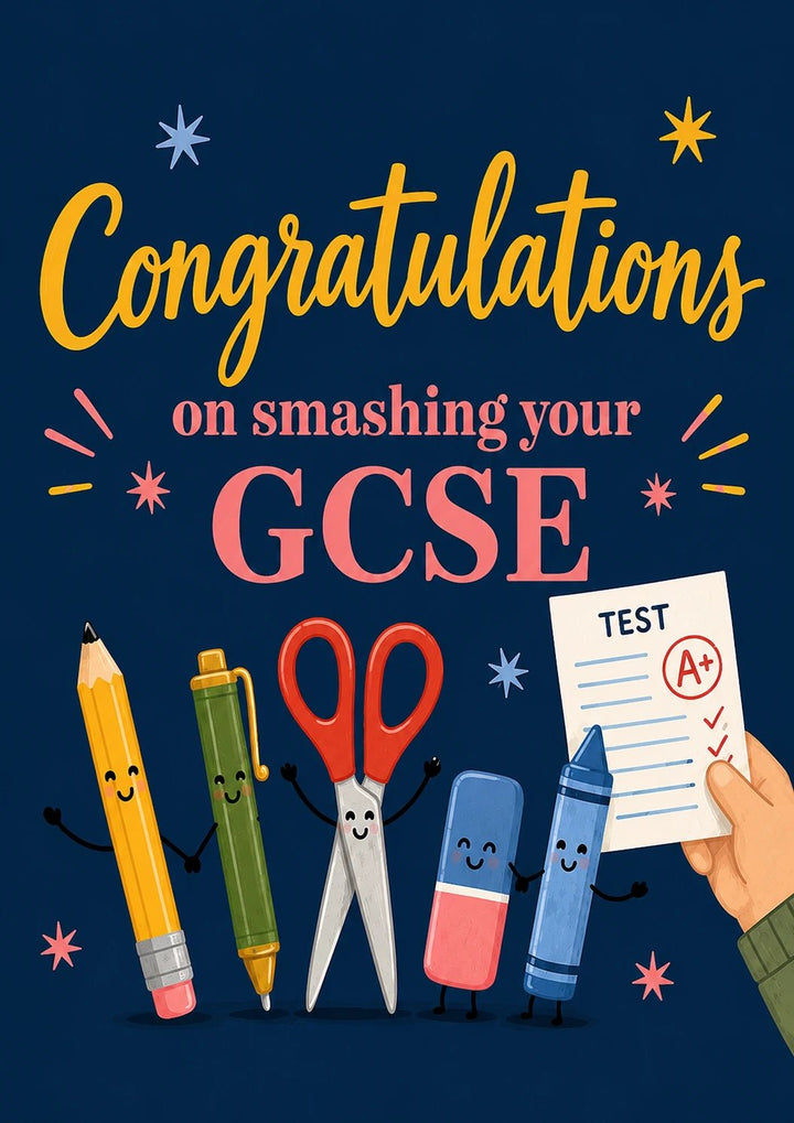 Cute Stationery Characters GCSE Results Congratulations Card