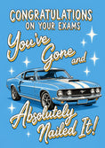 Load image into Gallery viewer, Retro Blue Mustang Nailed It Congratulations Card for Him
