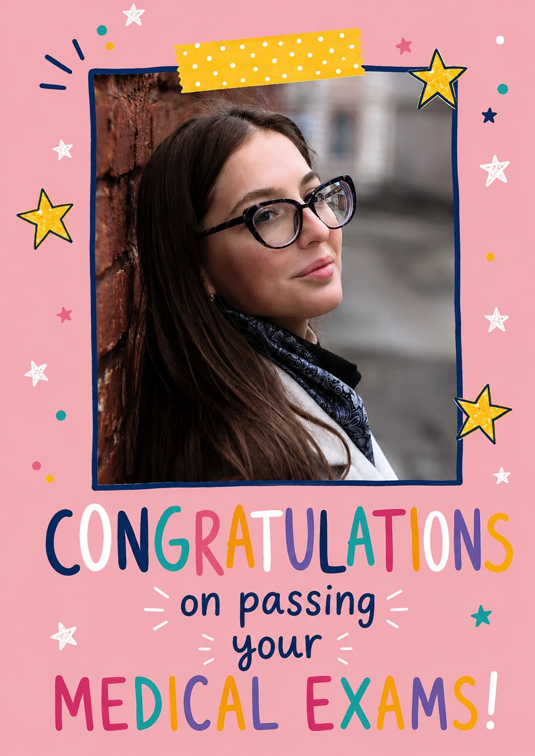 Colourful Star Confetti Photo Upload Congratulations Card