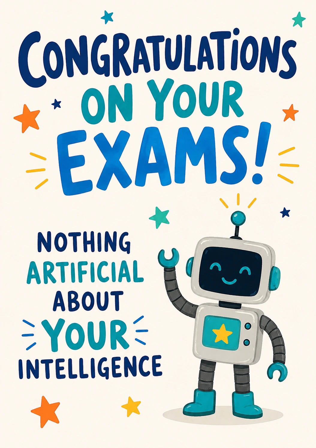 Funny Robot Nothing Artificial Intelligence Congratulations Card