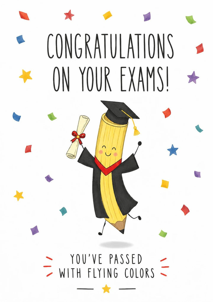 Funny Pencil Graduate Passing Exams Congratulations Card