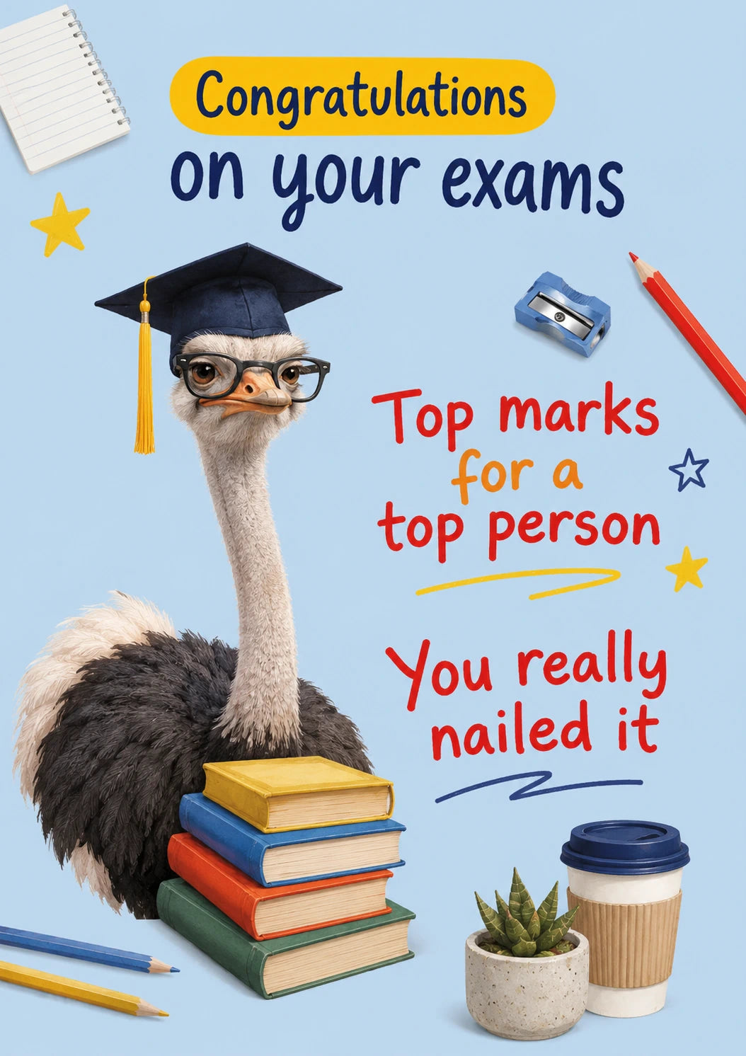 Funny Graduation Ostrich in Cap Congratulations Card